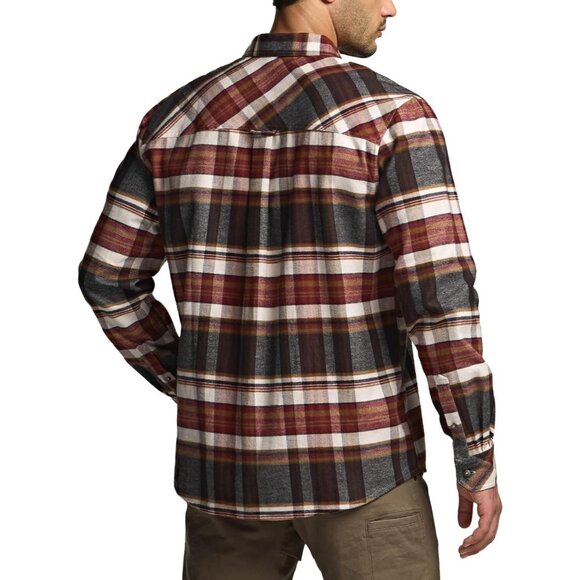 Mens Plaid Folk Tale Cotton Flannel Shirt Long Sleeve Casual Outdoor Plaid - Picture 3 of 9